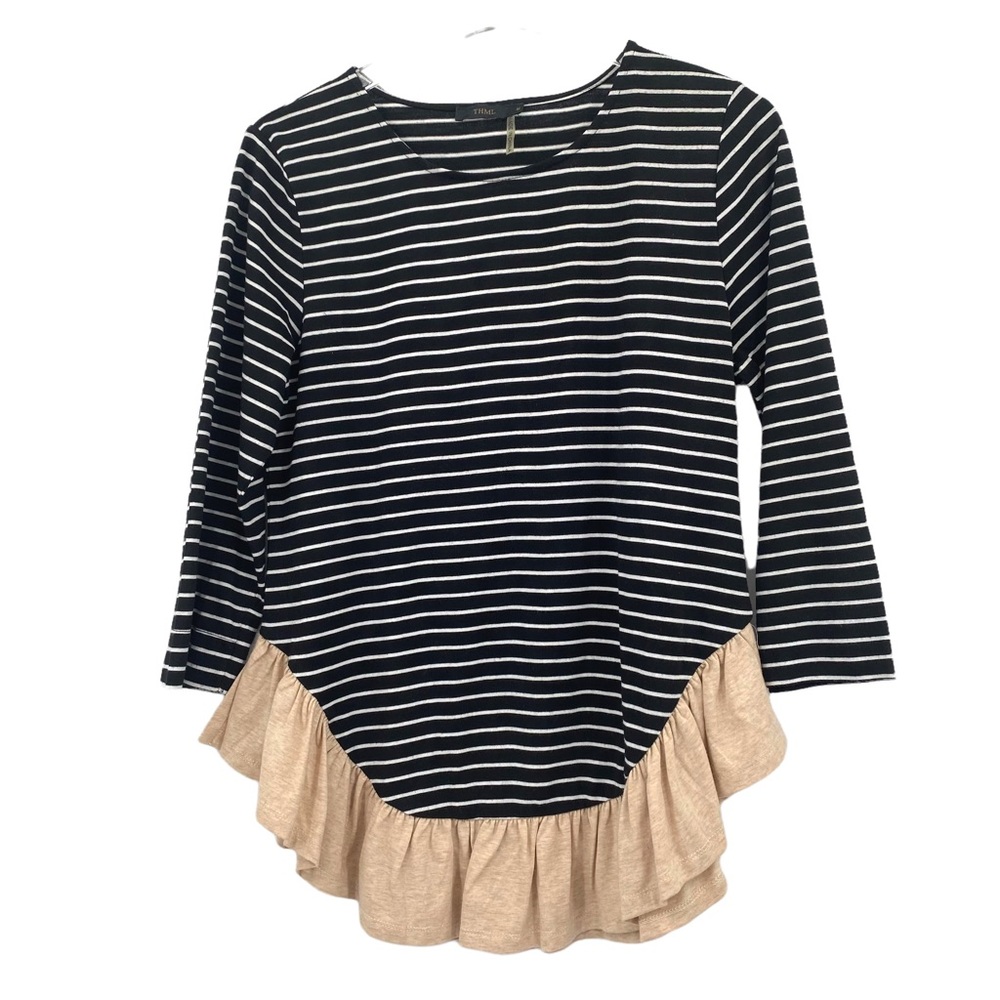 Anthropologie Striped Ruffle Hem Top